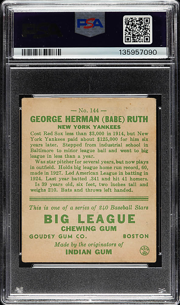 1933 R319 Goudey #144 Babe Ruth PSA POOR 1