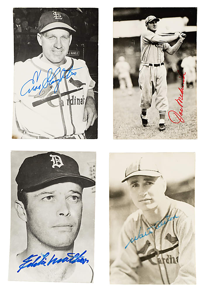 Hall of Famers and Stars Signed Real-Photo Postcard Collection (98) Including Alston, Durocher, Grimes, Hubbell, and Medwick
