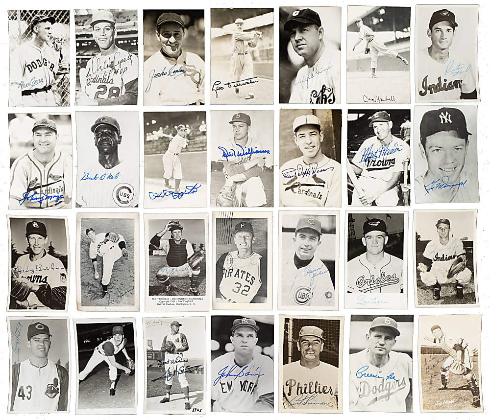 Hall of Famers and Stars Signed Real-Photo Postcard Collection (98) Including Alston, Durocher, Grimes, Hubbell, and Medwick