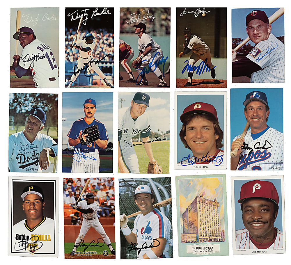 Signed 1970s and 1980s Team-Issue Postcard and Photograph Collection (89) Including 12 Hall of Famers