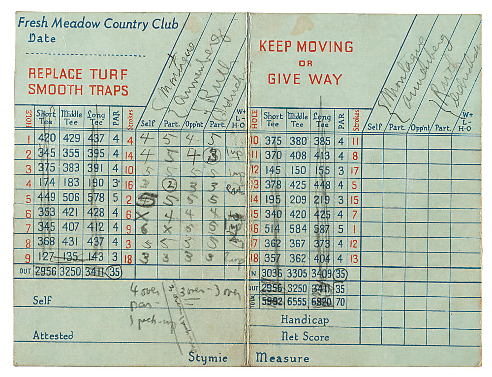 1937 Babe Ruth and Babe Didrikson Signed Golf Scorecard - JSA