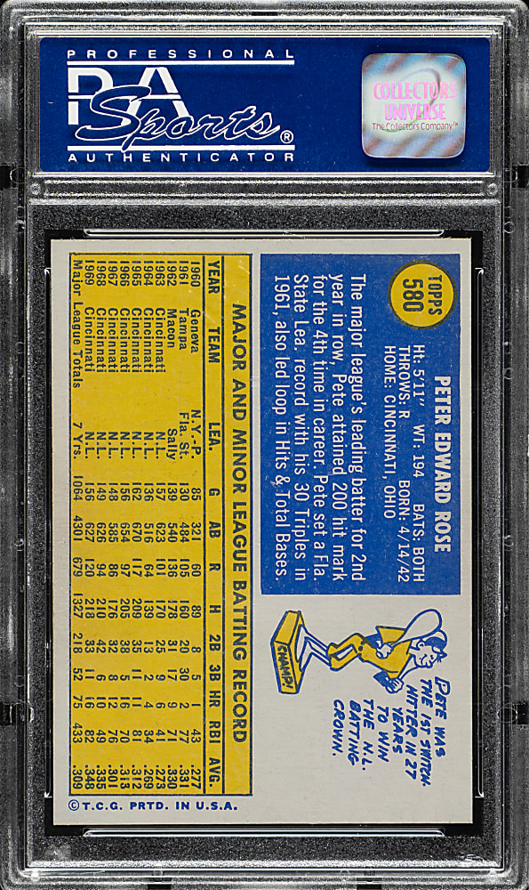 1970 Topps #580 Pete Rose PSA MINT 9