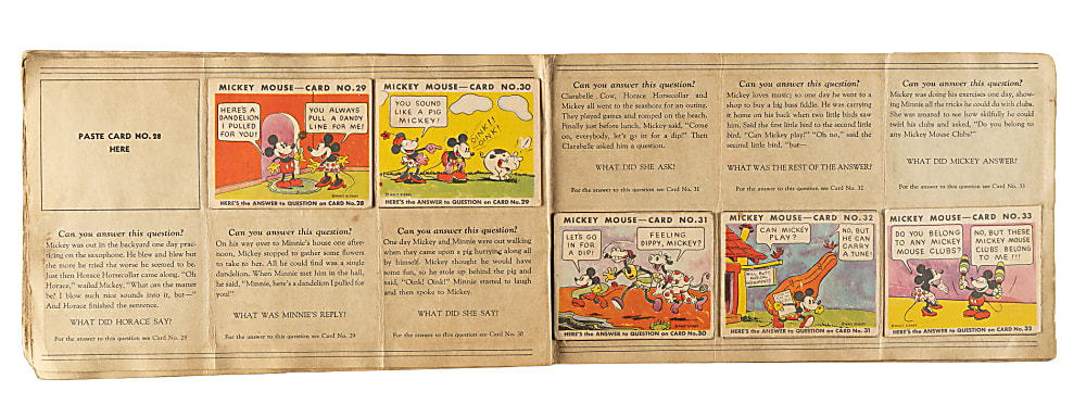 1935 R89 Gum, Inc. "Mickey Mouse" Bubble Gum Collection (33) in Original Display Album
