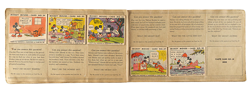 1935 R89 Gum, Inc. "Mickey Mouse" Bubble Gum Collection (33) in Original Display Album