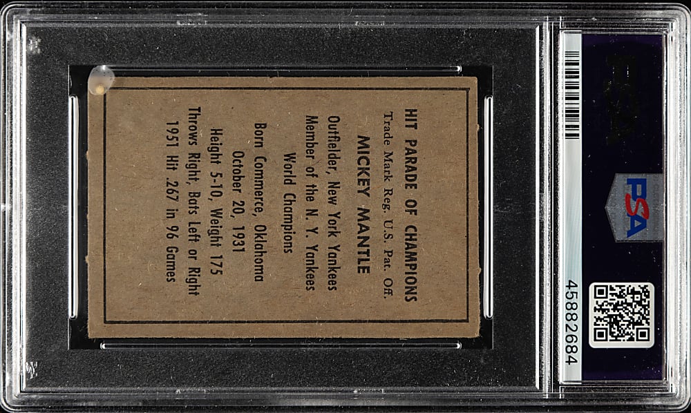 1952 Berk Ross Mickey Mantle PSA EX+ 5.5