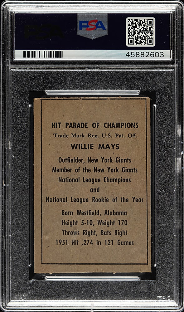 1952 Berk Ross Willie Mays PSA VG-EX 4