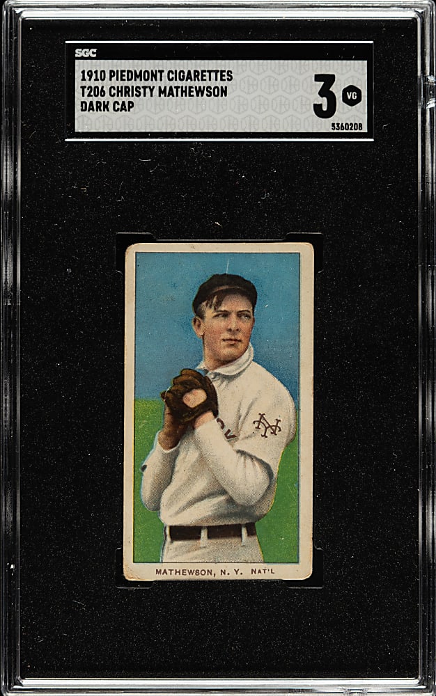 1909-1911 T206 White Border Christy Mathewson Dark Cap SGC VG 3