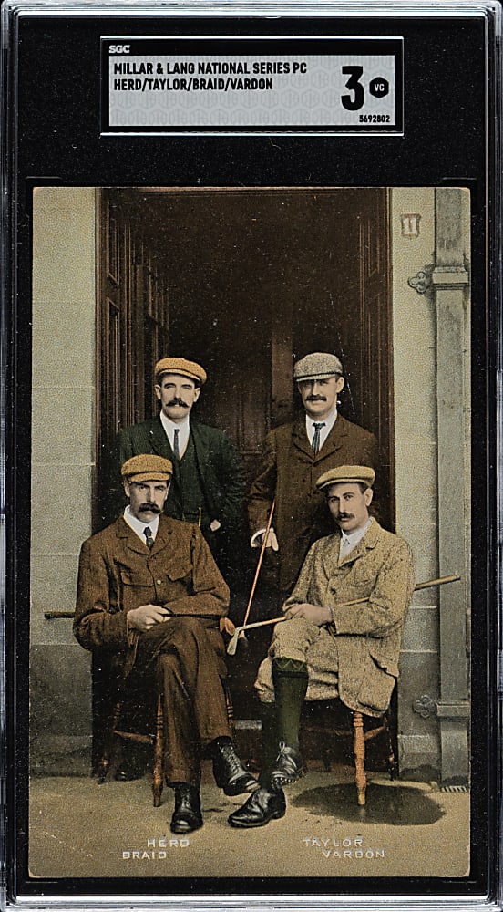 Circa 1905 Millar & Lang National Series Postcard Golf Herd/Taylor/Braid/Vardon SGC VG 3 - 1 of 1 - Highest Graded!