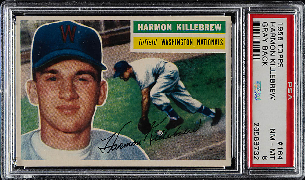 1956 Topps #164 Harmon Killebrew Gray Back PSA NM-MT 8