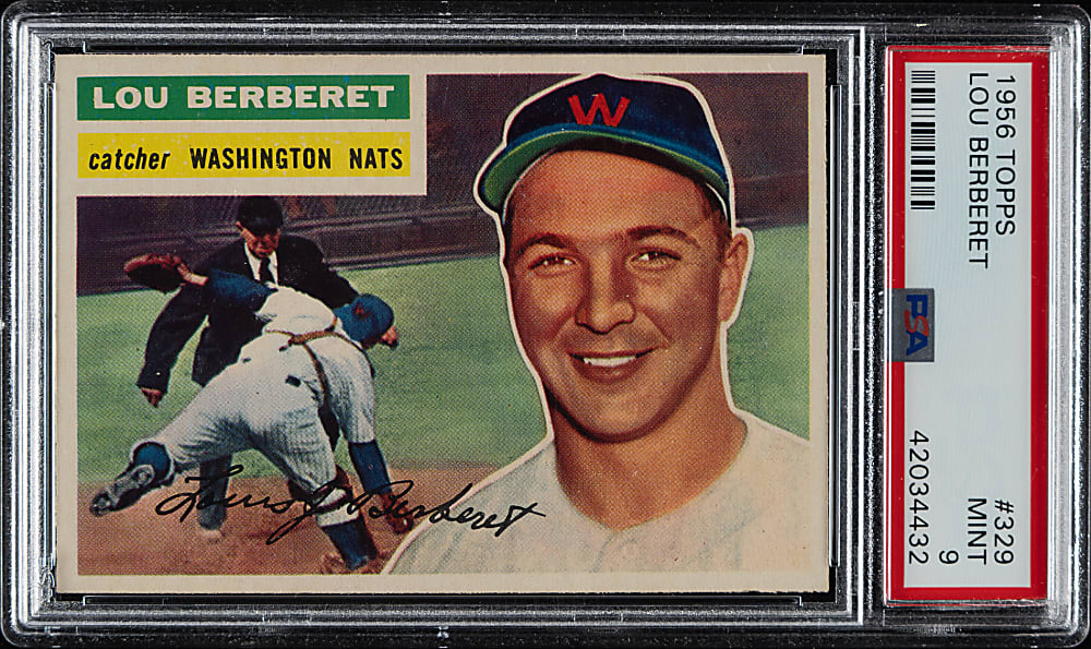 1956 Topps #329 Lou Berberet PSA MINT 9