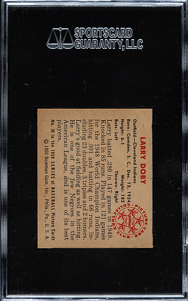 1950 Bowman #39 Larry Doby SGC MINT 96 - 1 of 1 - Highest Graded!