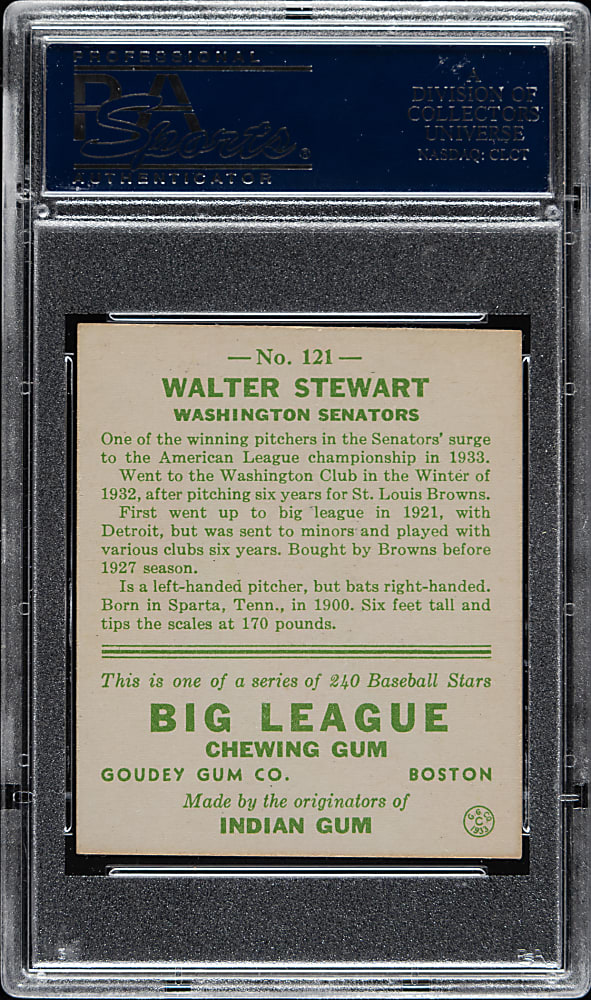 1933 R319 Goudey #121 Walter Stewart PSA NM 7