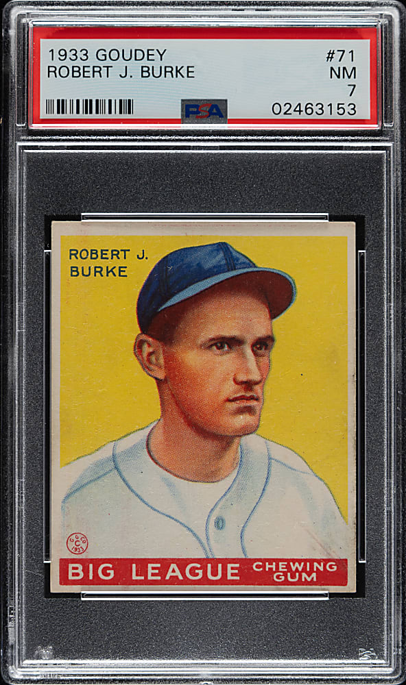 1933 R319 Goudey #71 Robert J. Burke PSA NM 7