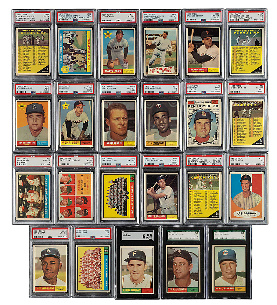 1961 Topps Near-Complete Set (461/587) Including 23 PSA- and SGC-Graded Cards