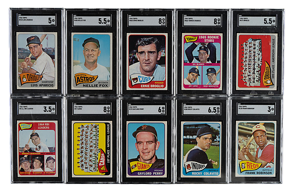 1965 Topps Near-Complete Set (567/598) Including Aaron, Banks, and Carlton Rookie