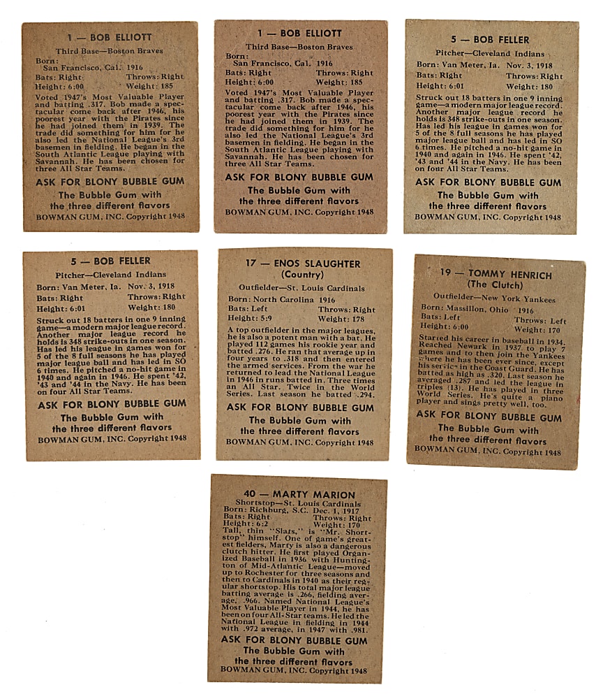 1948 Bowman Partial Set (31/48) Including Berra, Musial, and Spahn Rookies