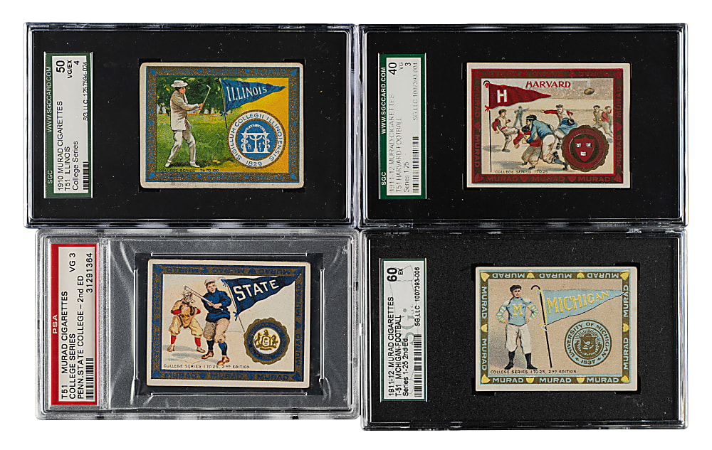 1909-1910 T51 Murad "College Series" PSA- and SGC-Graded Partial Set (78/150)