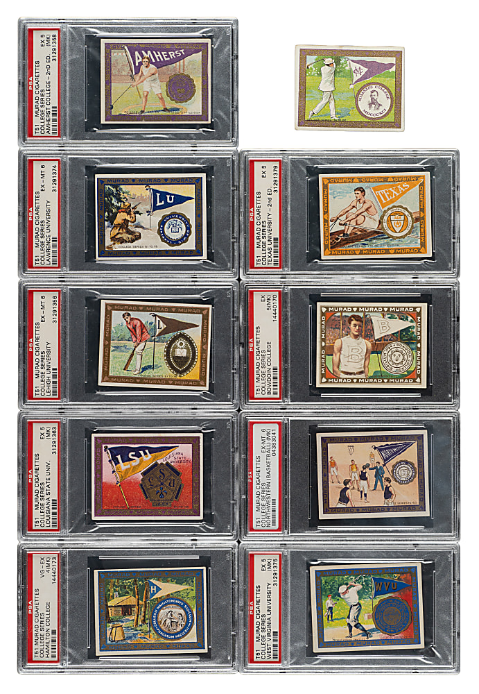 1909-1910 T51 Murad "College Series" PSA- and SGC-Graded Partial Set (78/150)