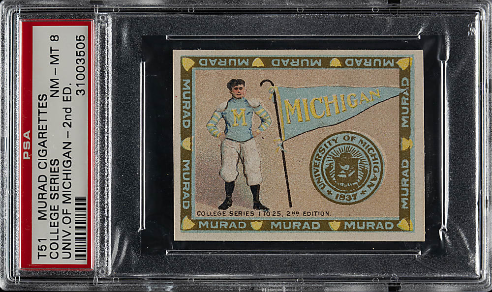 1909-1910 T51 Murad "College Series" University of Michigan PSA NM-MT 8 - 1 of 1 - Highest Graded!