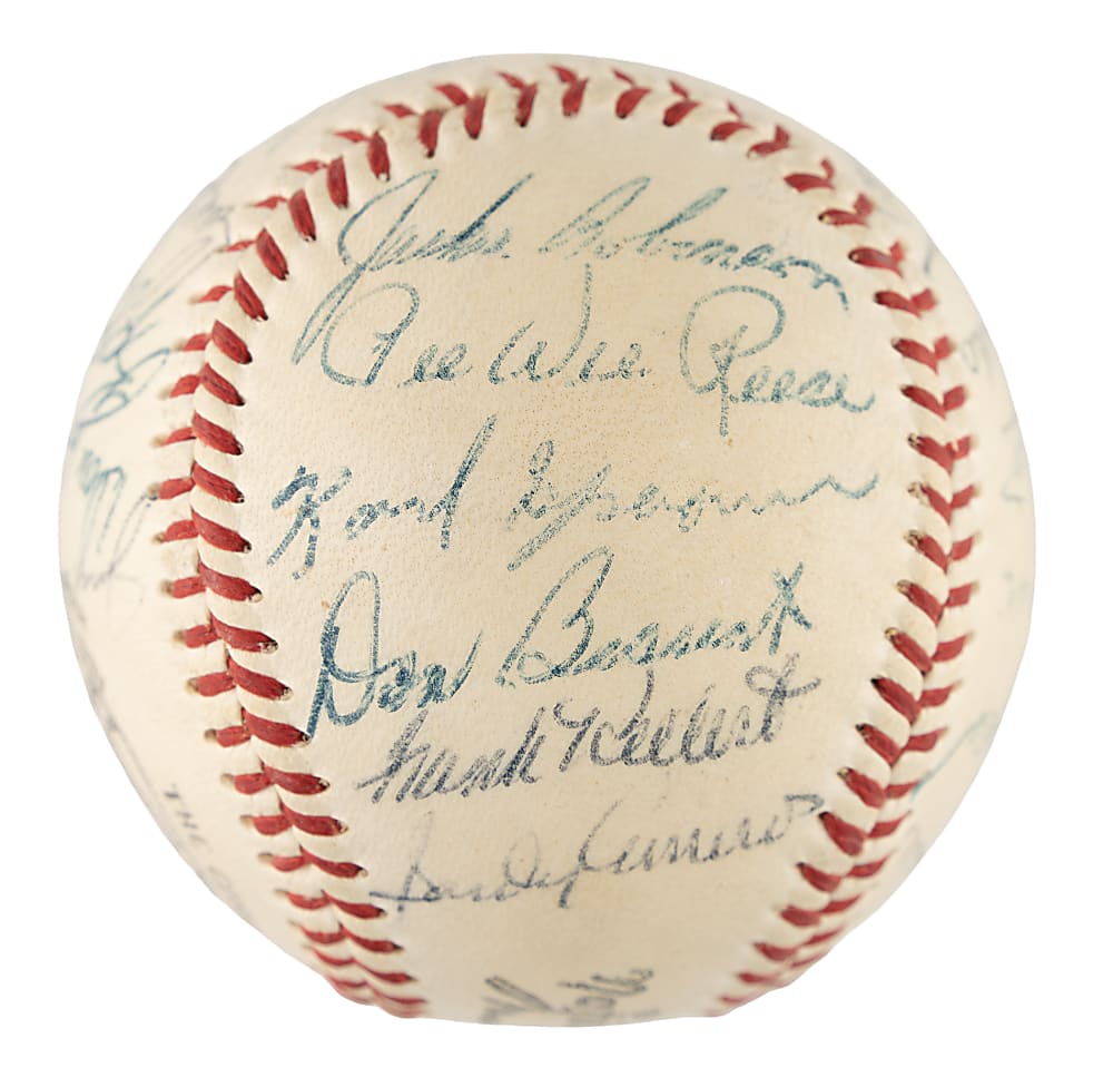1955 Brooklyn Dodgers World Champions Team-Signed Baseball with Robinson, Campanella, and Hodges - JSA