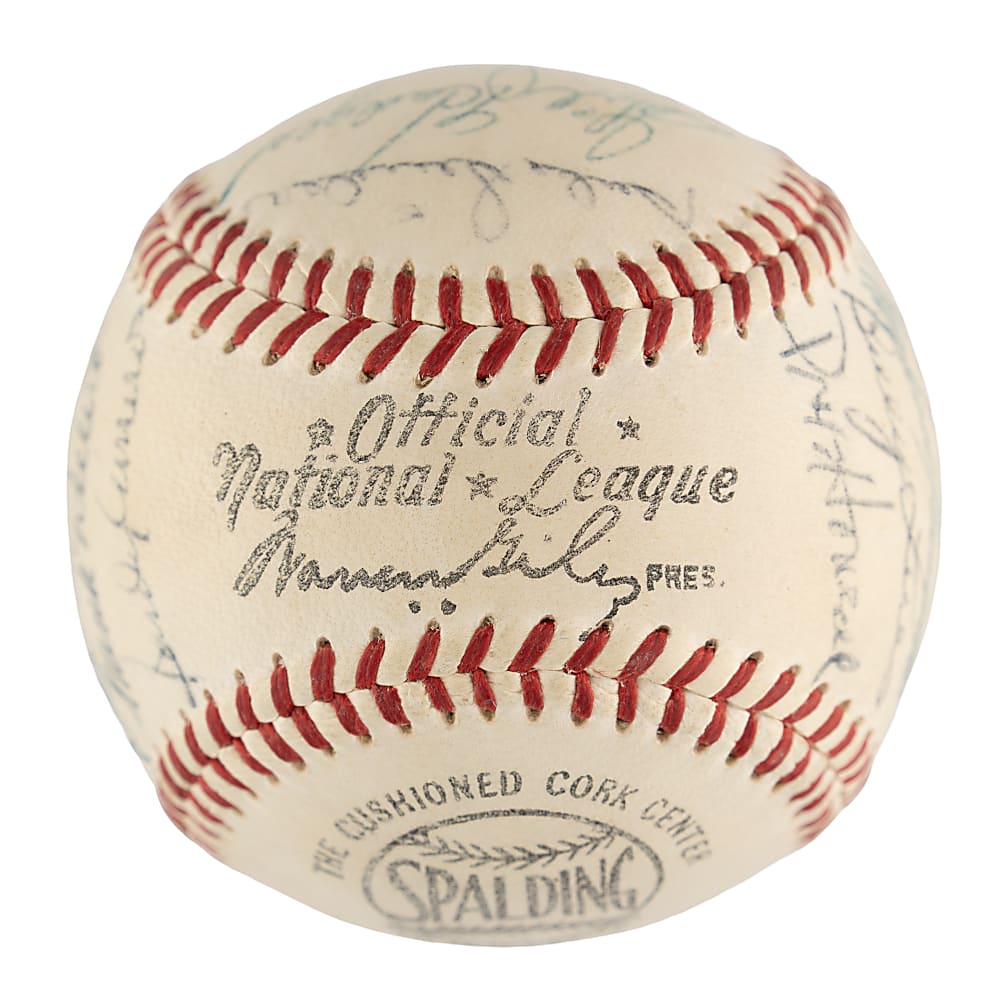 1955 Brooklyn Dodgers World Champions Team-Signed Baseball with Robinson, Campanella, and Hodges - JSA