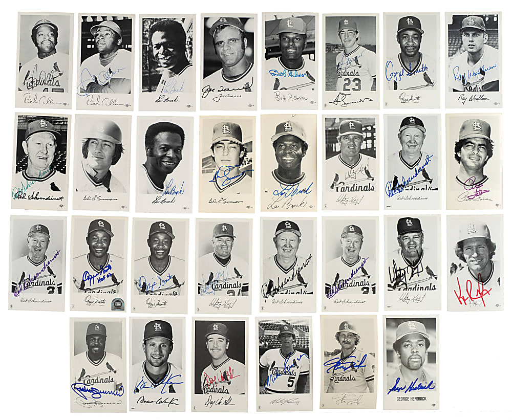 Signed 1967 to 1988 St. Louis Cardinals Team-Issued Postcards/Photocards Collection (276) Including Carlton, Allen, Brock, and Gibson
