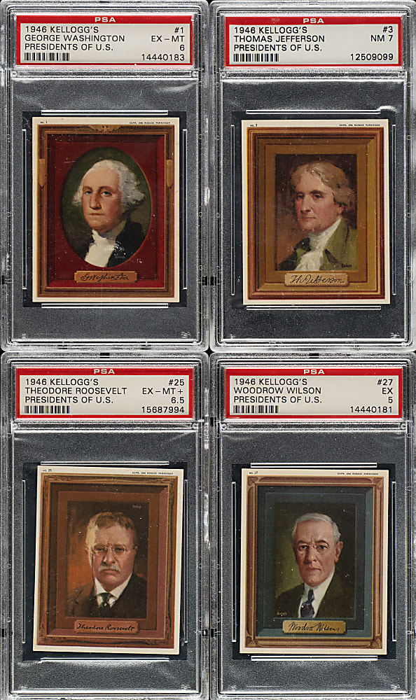 1946 Kellogg's "Presidents of the U.S." PSA- and SGC-Graded Collection (18) Including Washington, Jefferson, and Lincoln