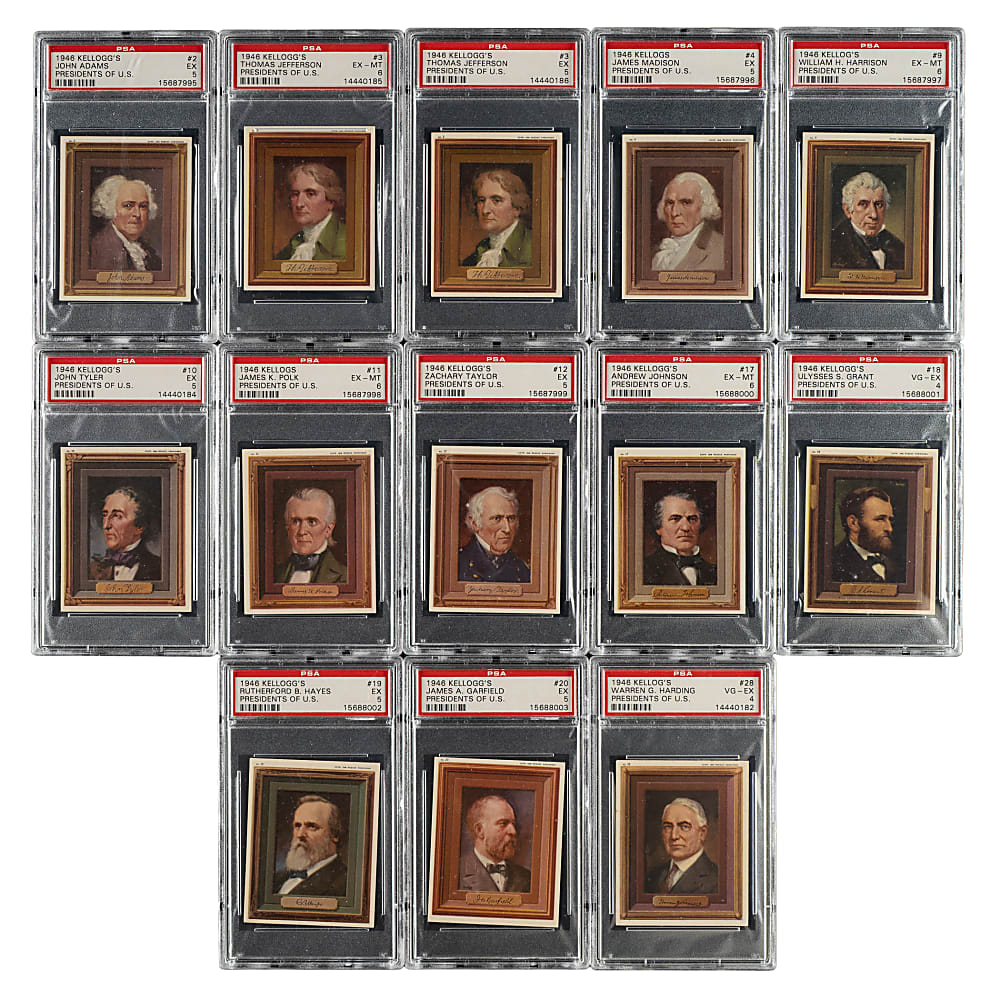 1946 Kellogg's "Presidents of the U.S." PSA- and SGC-Graded Collection (18) Including Washington, Jefferson, and Lincoln