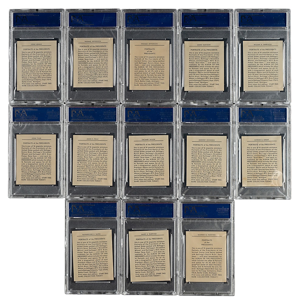 1946 Kellogg's "Presidents of the U.S." PSA- and SGC-Graded Collection (18) Including Washington, Jefferson, and Lincoln