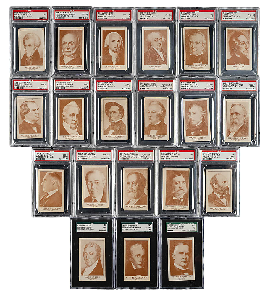 1925 D68 Weber Bros. "Presidents of the United States" PSA- and SGC-Graded Near-Complete Set (26/30) Including George Washington, Abraham Lincoln, and Thomas Jefferson