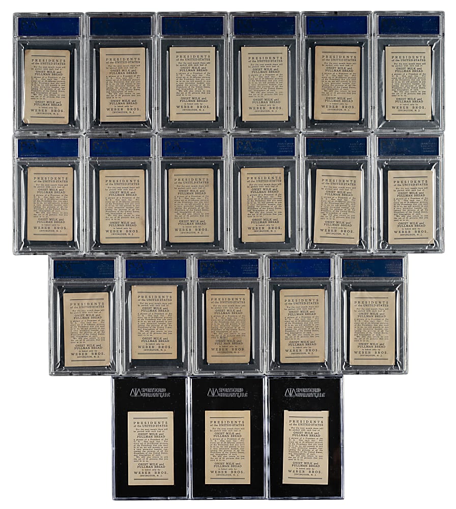 1925 D68 Weber Bros. "Presidents of the United States" PSA- and SGC-Graded Near-Complete Set (26/30) Including George Washington, Abraham Lincoln, and Thomas Jefferson