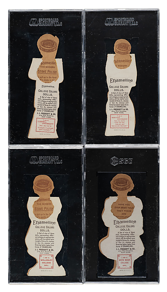 1890s Z12 J.L. Prescott Enameline College Colors Paper Dolls Near-Complete Set (8/9)