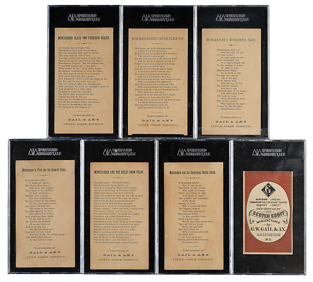 Circa 1890 Gail & Ax Little Joker SGC-Graded Complete Set (10) Plus Trade Card