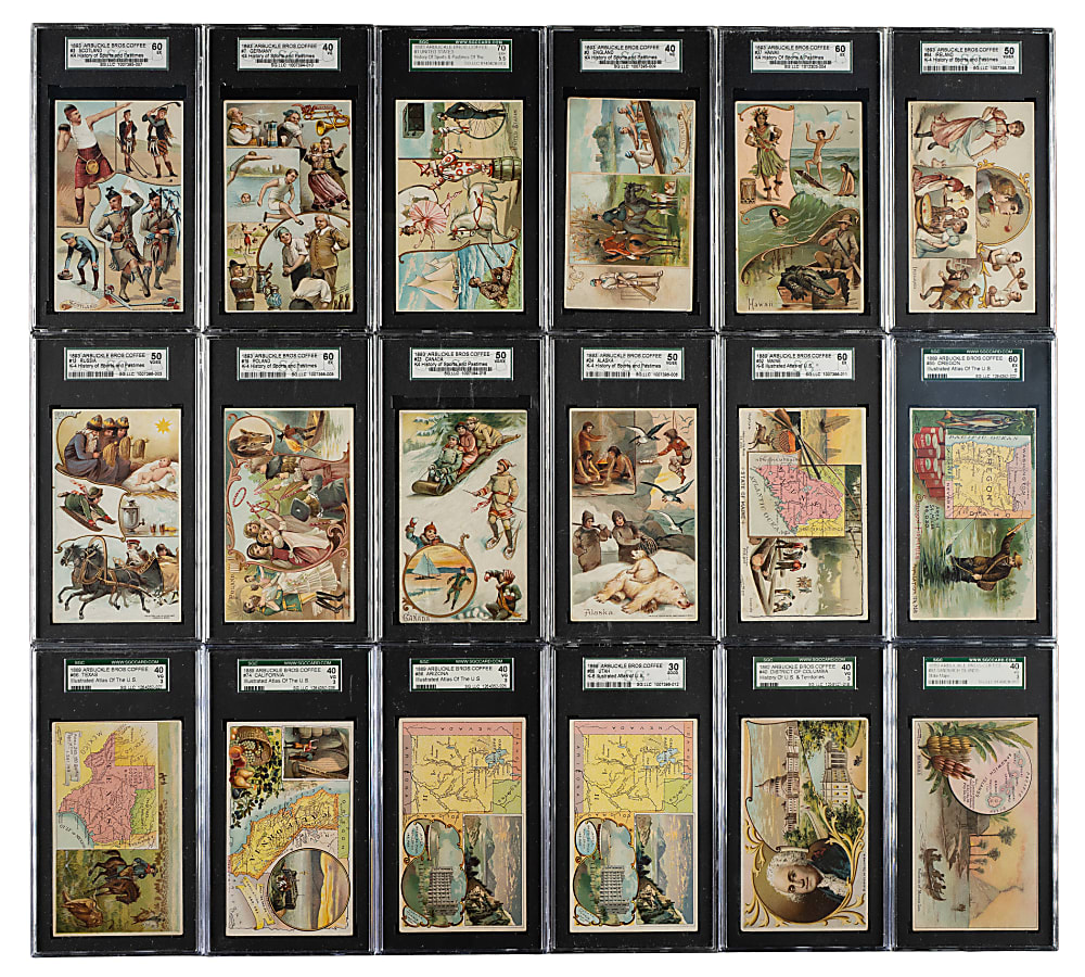 Nineteenth-Century "K" Arbuckle Coffee Trade Cards SGC-Graded Collection (22)