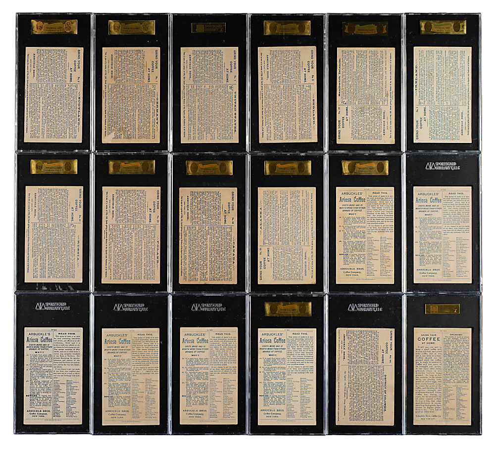 Nineteenth-Century "K" Arbuckle Coffee Trade Cards SGC-Graded Collection (22)