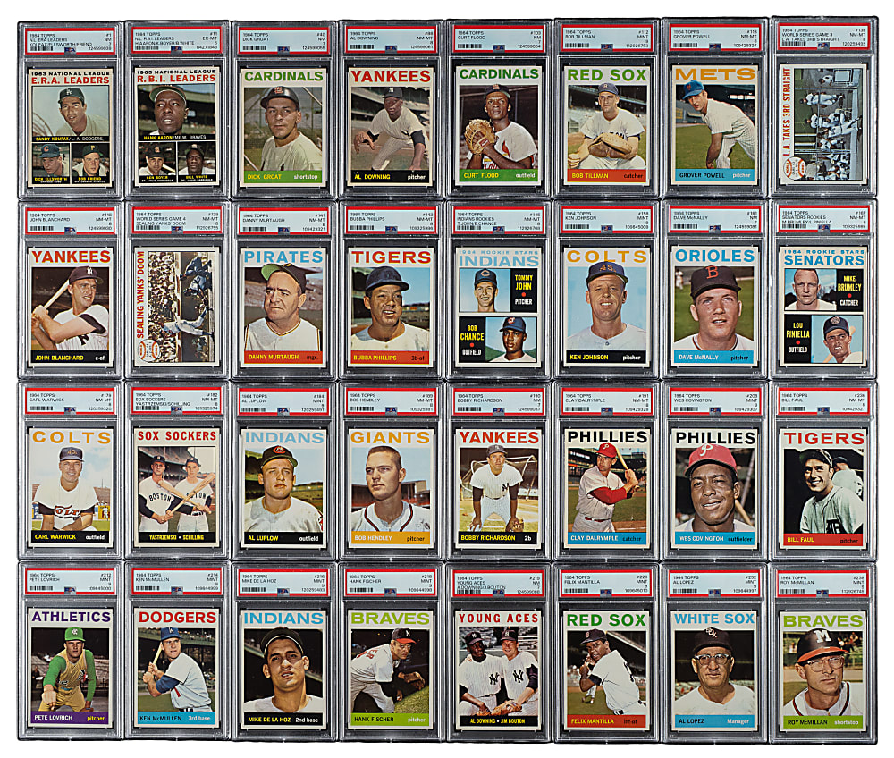 High-Grade 1964 Topps Near-Complete Set (511/587) Including 87 PSA-Graded Cards