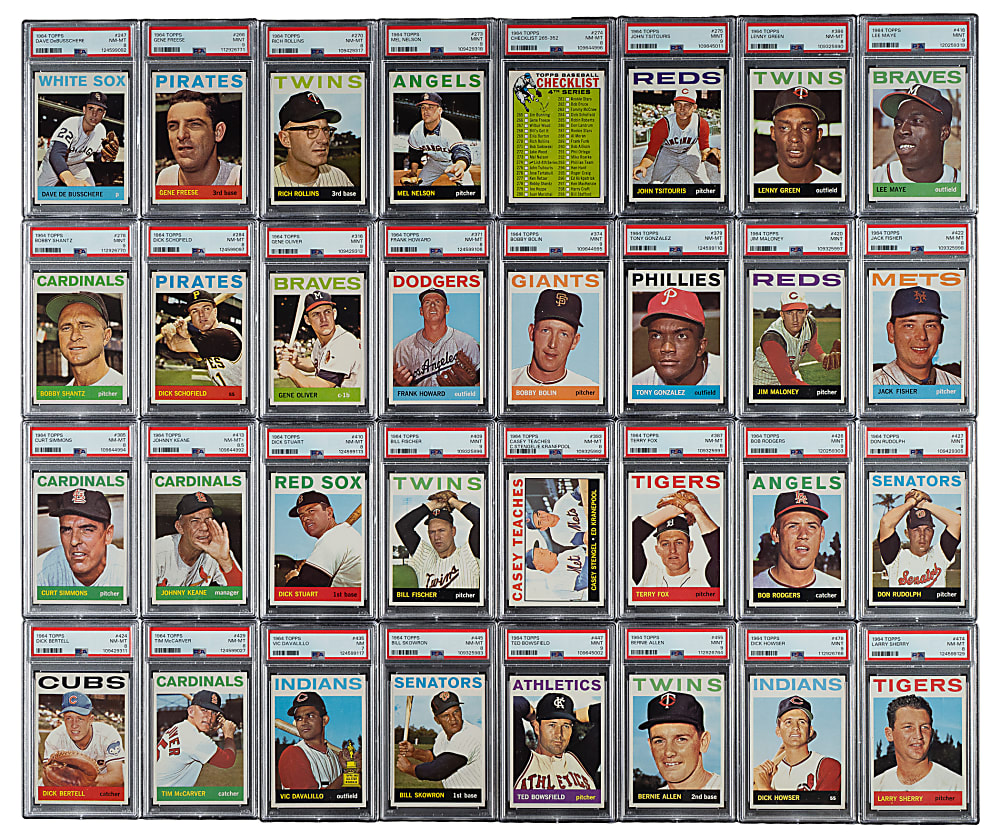 High-Grade 1964 Topps Near-Complete Set (511/587) Including 87 PSA-Graded Cards
