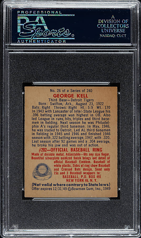1949 Bowman #26 George Kell Rookie PSA NM 7