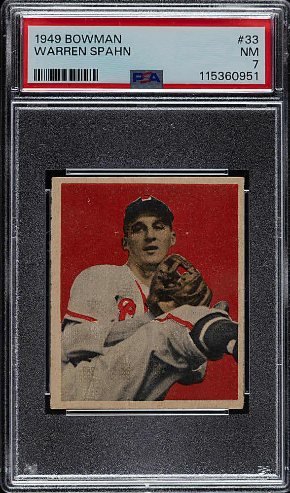 1949 Bowman #33 Warren Spahn PSA NM 7
