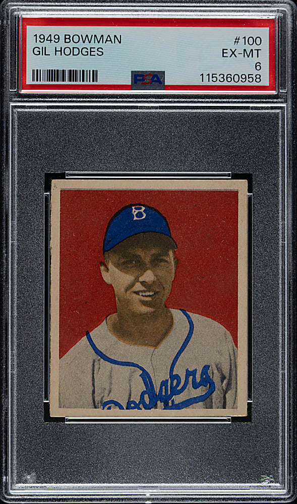 1949 Bowman #100 Gil Hodges Rookie PSA EX-MT 6