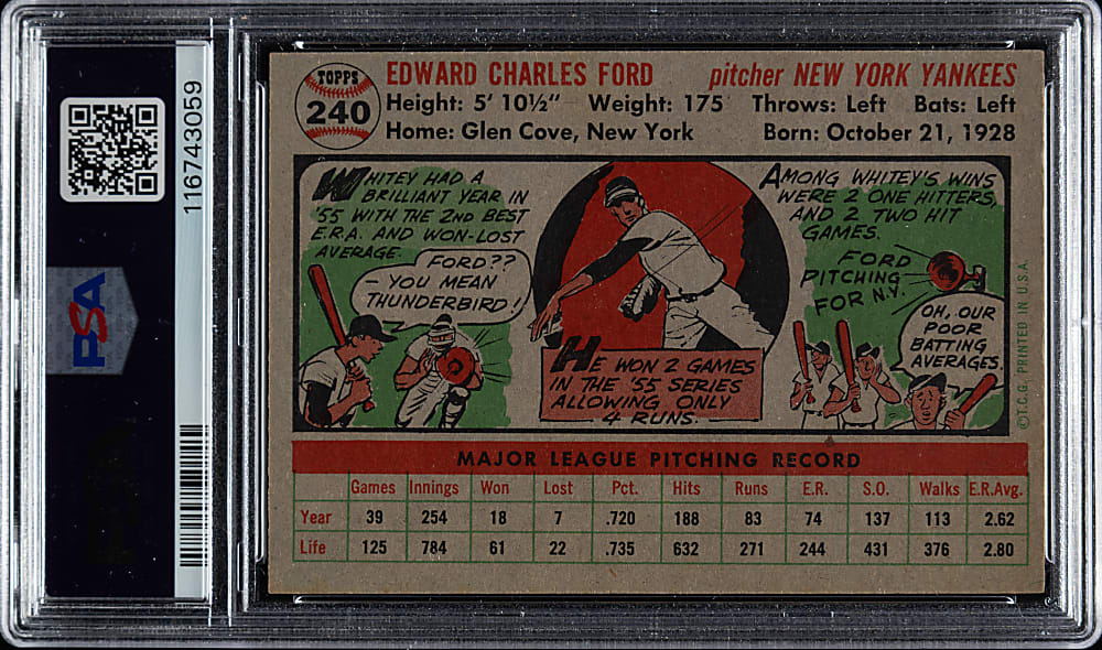 1956 Topps #240 Whitey Ford PSA NM 7