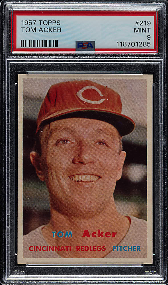 1957 Topps #219 Tom Acker PSA MINT 9