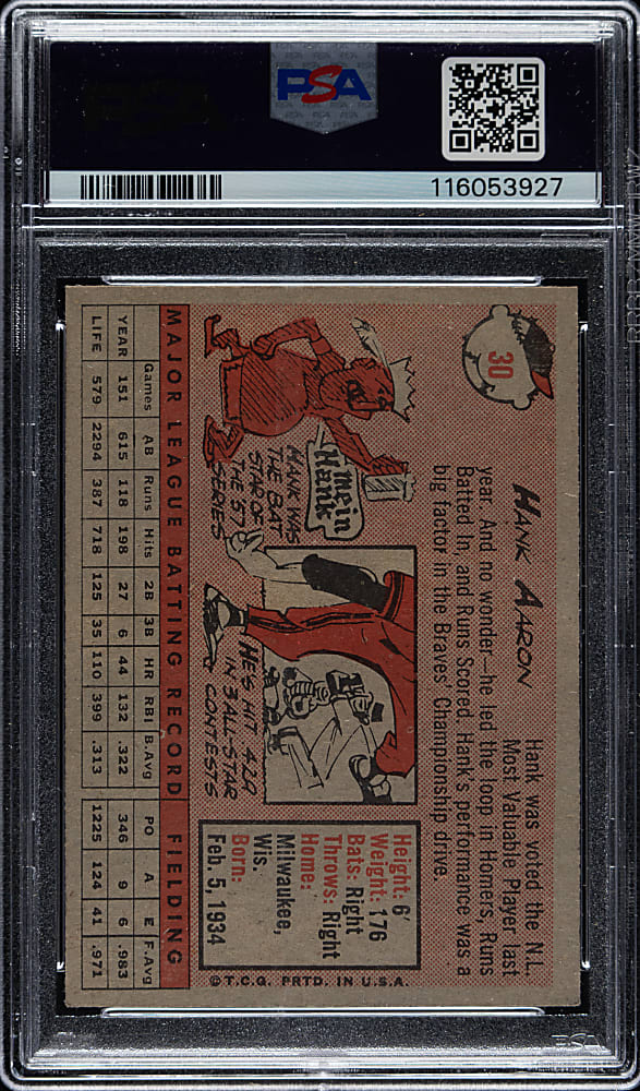1958 Topps #30 Hank Aaron PSA NM 7