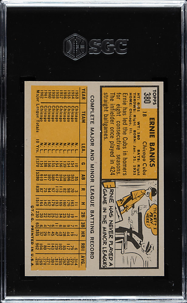 1963 Topps #380 Ernie Banks SGC NM/MT 8