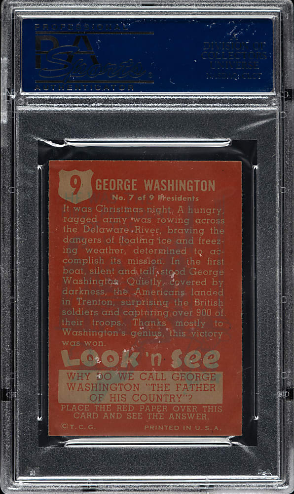 1952 Topps "Look 'n See" #9 George Washington PSA NM-MT 8