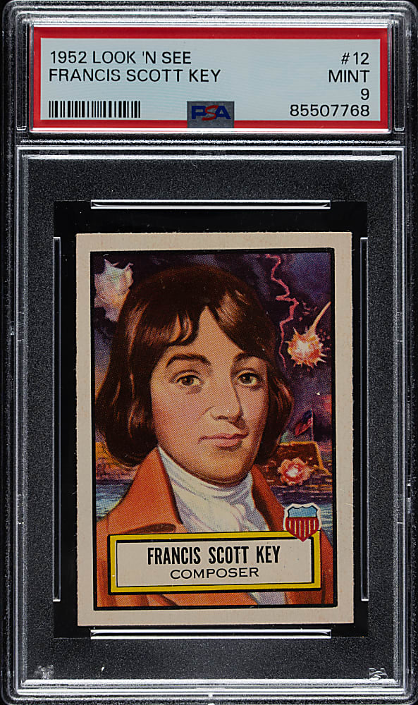 1952 Topps "Look 'n See" #12 Francis Scott Key PSA MINT 9 - Highest Graded!