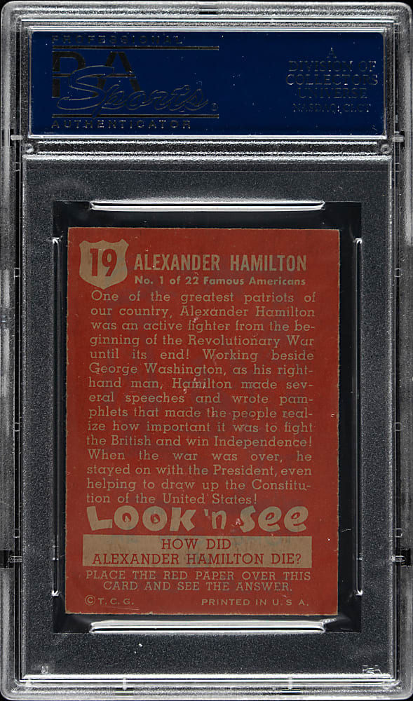1952 Topps "Look 'n See" #19 Alexander Hamilton PSA NM-MT 8
