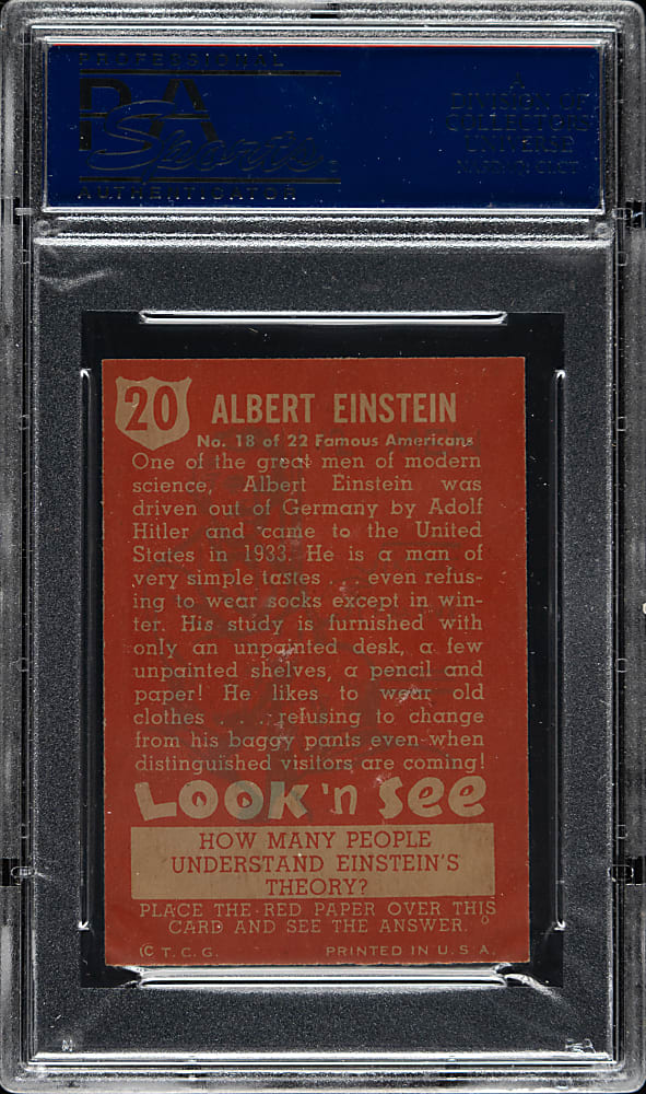 1952 Topps "Look 'n See" #20 Albert Einstein PSA NM-MT 8