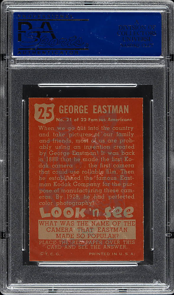 1952 Topps "Look 'n See" #25 George Eastman PSA NM-MT 8