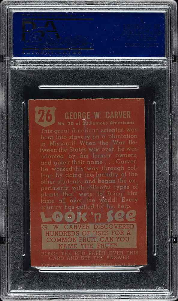 1952 Topps "Look 'n See" #26 Washington Carver PSA NM-MT 8